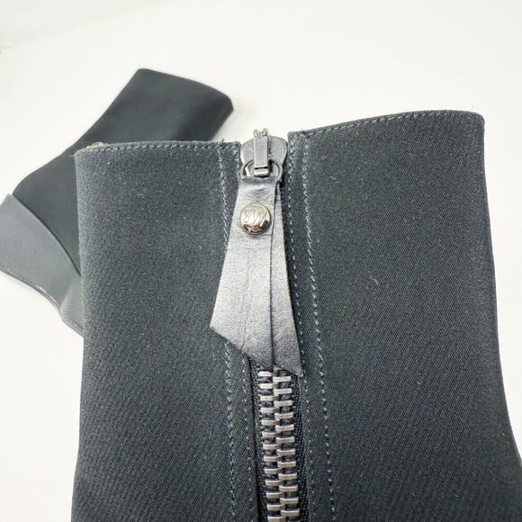 Stuart Weitzman Black Nylon Low Wedge Boots Women's 10.5N Side Zip Made in Spain - Picture 8 of 11